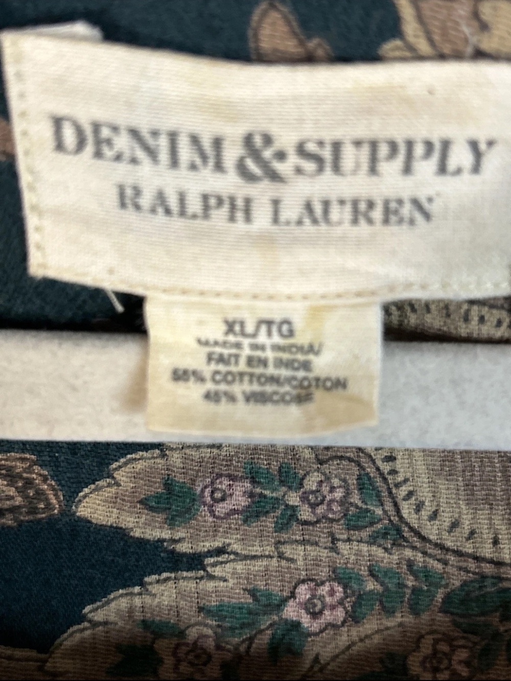 Denim & Supply Ralph Lauren Dark Green Floral Paisley Peasant Top - Picture 4 of 7